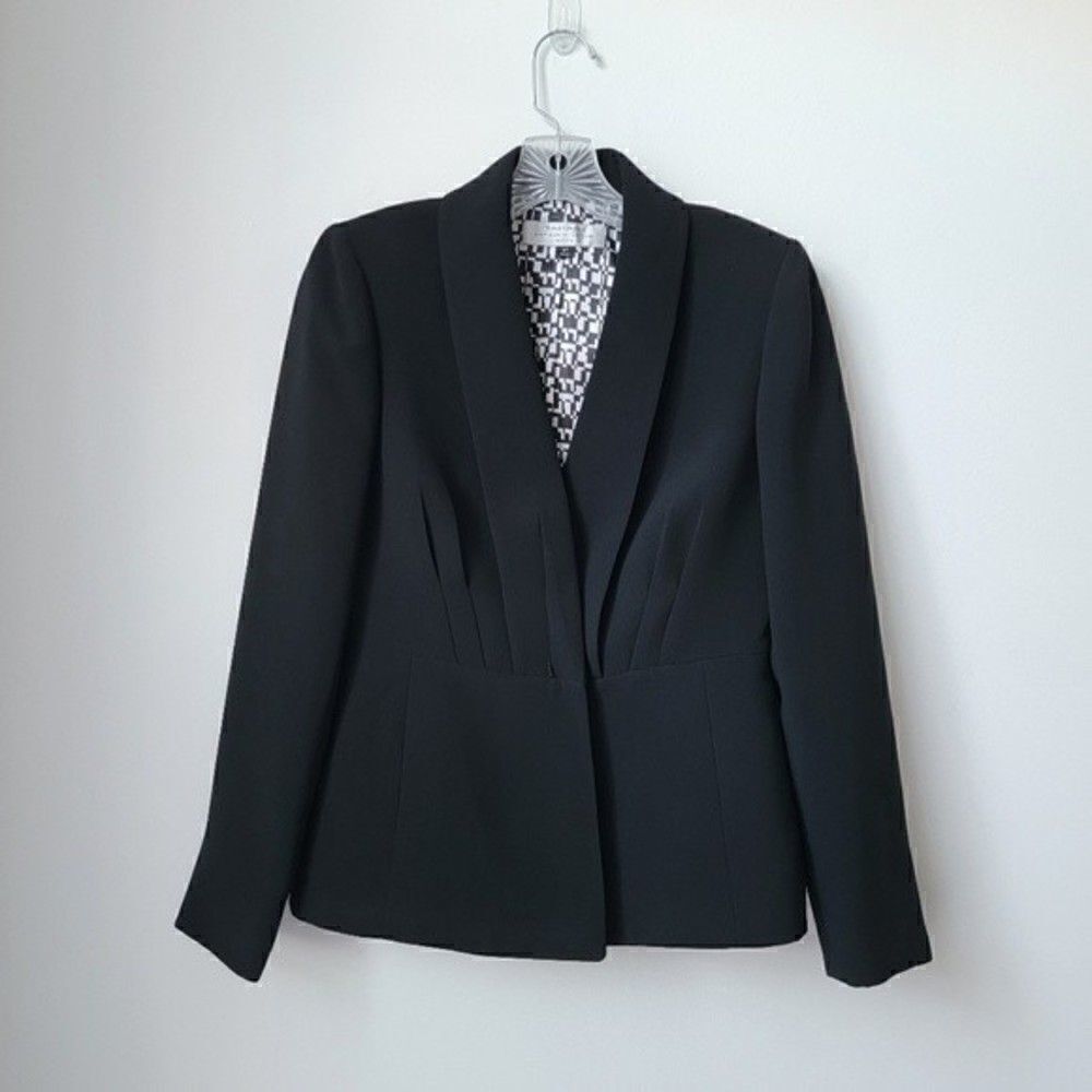 Tahari ASL black pleated bust blazer size 2 petite